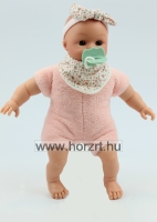 Csecsemő baba - rózsaszín ruhában, kopasz, 26 cm 24 hó+