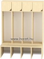 Komfort gyermeköltöző 4 fős , rácsos cipőtartóval-juhar