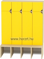 Komfort gyermeköltöző 4 fős , rácsos cipőtartóval-juhar