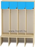 Komfort gyermeköltöző 4 fős , rácsos cipőtartóval-juhar