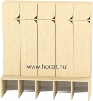 Komfort gyermeköltöző 5 fős, rácsos cipőtartóval-juhar