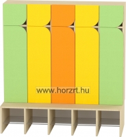 Komfort gyermeköltöző 5 fős, rácsos cipőtartóval-juhar