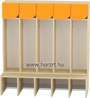 Komfort gyermeköltöző 5 fős, rácsos cipőtartóval-juhar