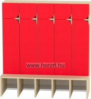 Komfort gyermeköltöző 5 fős, rácsos cipőtartóval-juhar