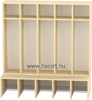 Komfort gyermeköltöző 5 fős ,rácsos cipőtartóval-juhar, alul-felül ajtós