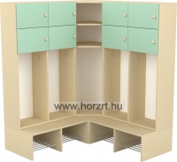 Flóra magas gyermeköltöző 6 személyes - 3 fakkos - 6 ajtós -rácsos cipőtartóval