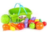 Műanyag kosár gyümölcsökkel