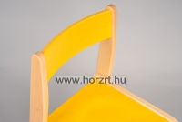 Lili szék, ovis méret, 34 cm magas, pácolt sárga támlával és ülőkével, rakásolható